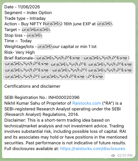 Trade recommendation screenshot